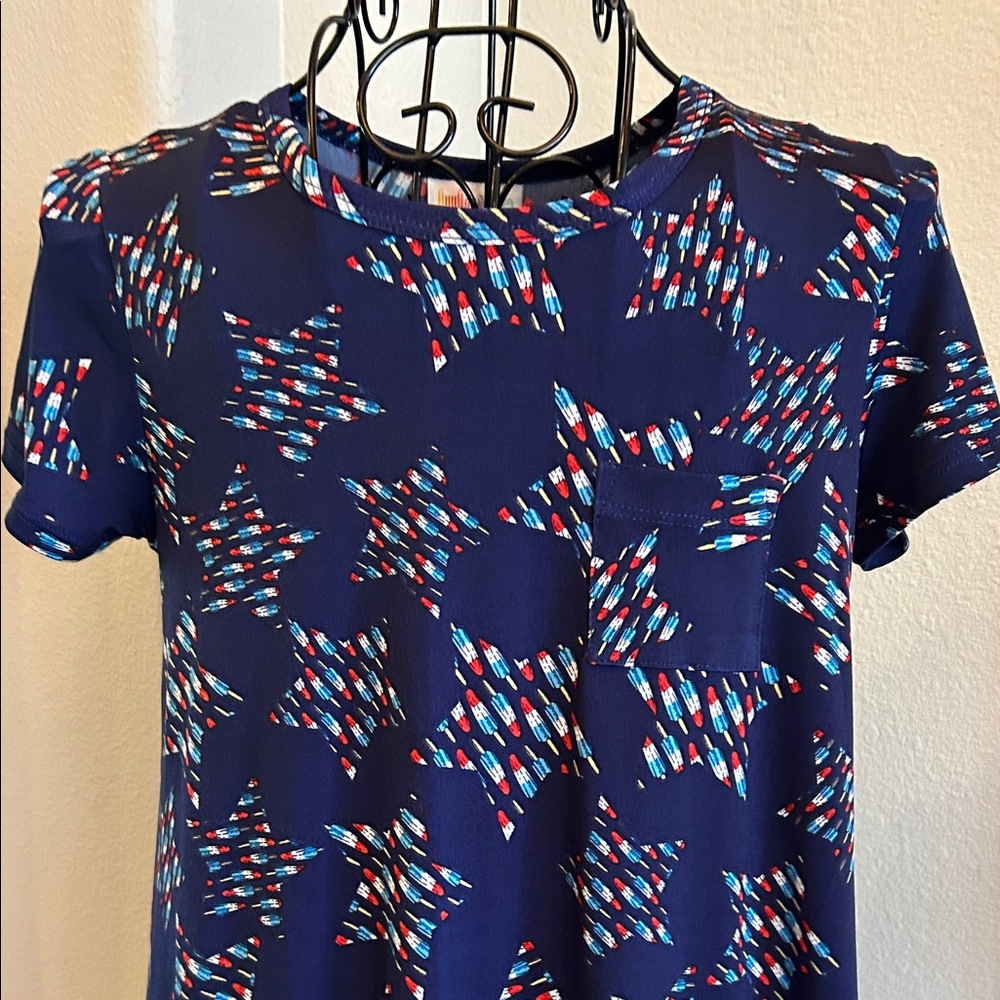 Navy Blue Americana Patterned Dress - Picture 2 of 9